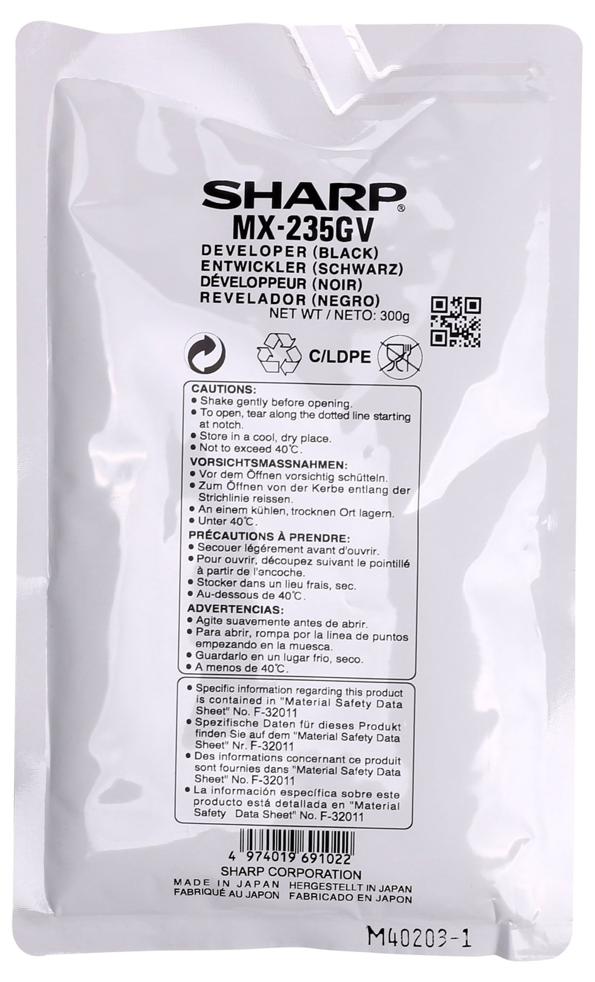 Sharp MX-235GV Orjinal Developer AR-5618/5620/5623 MX-M182/M202/M232
