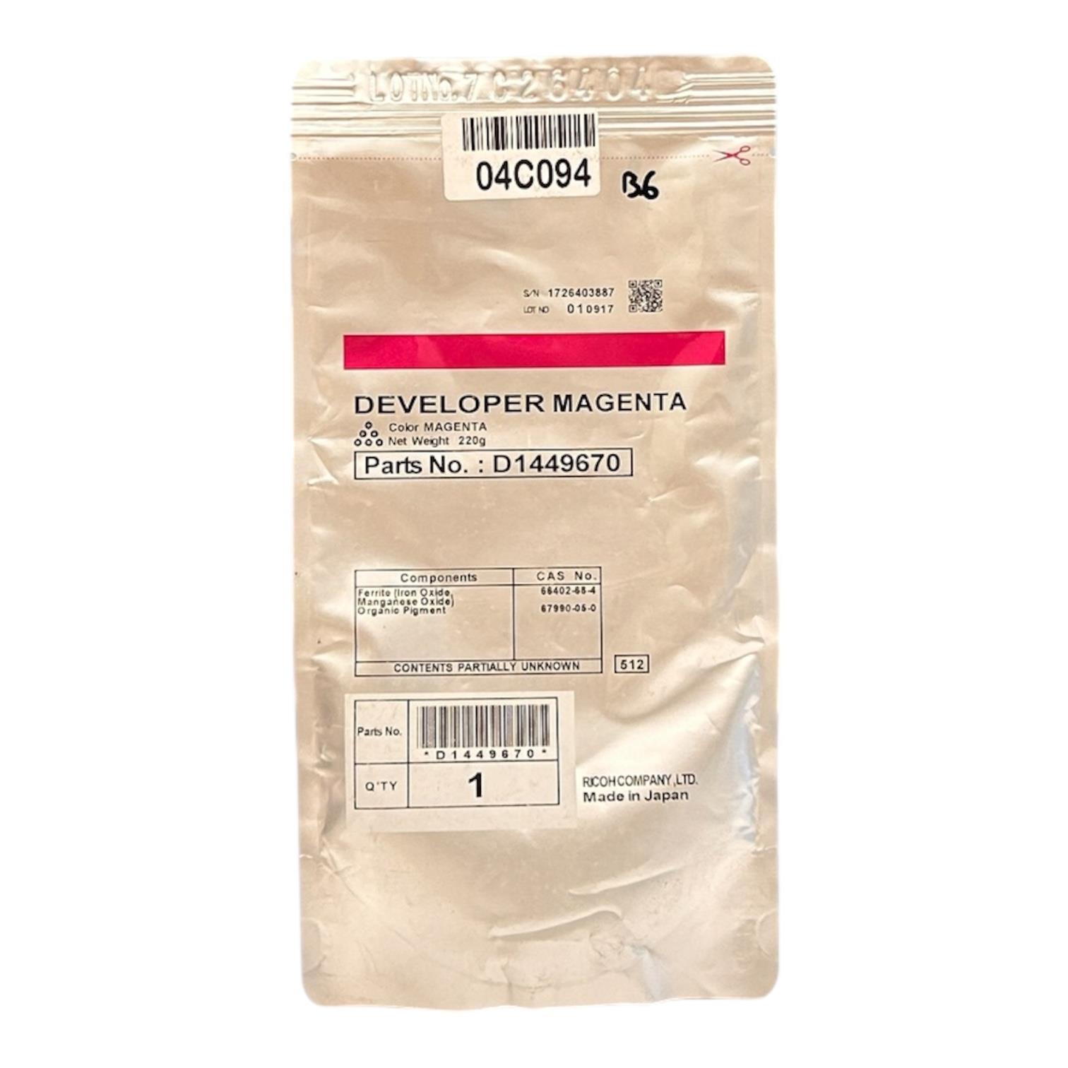 Ricoh MP-C 2800 Orjinal Kırmızı Developer MP-C 3300  4000  5000 SERİ D0239670