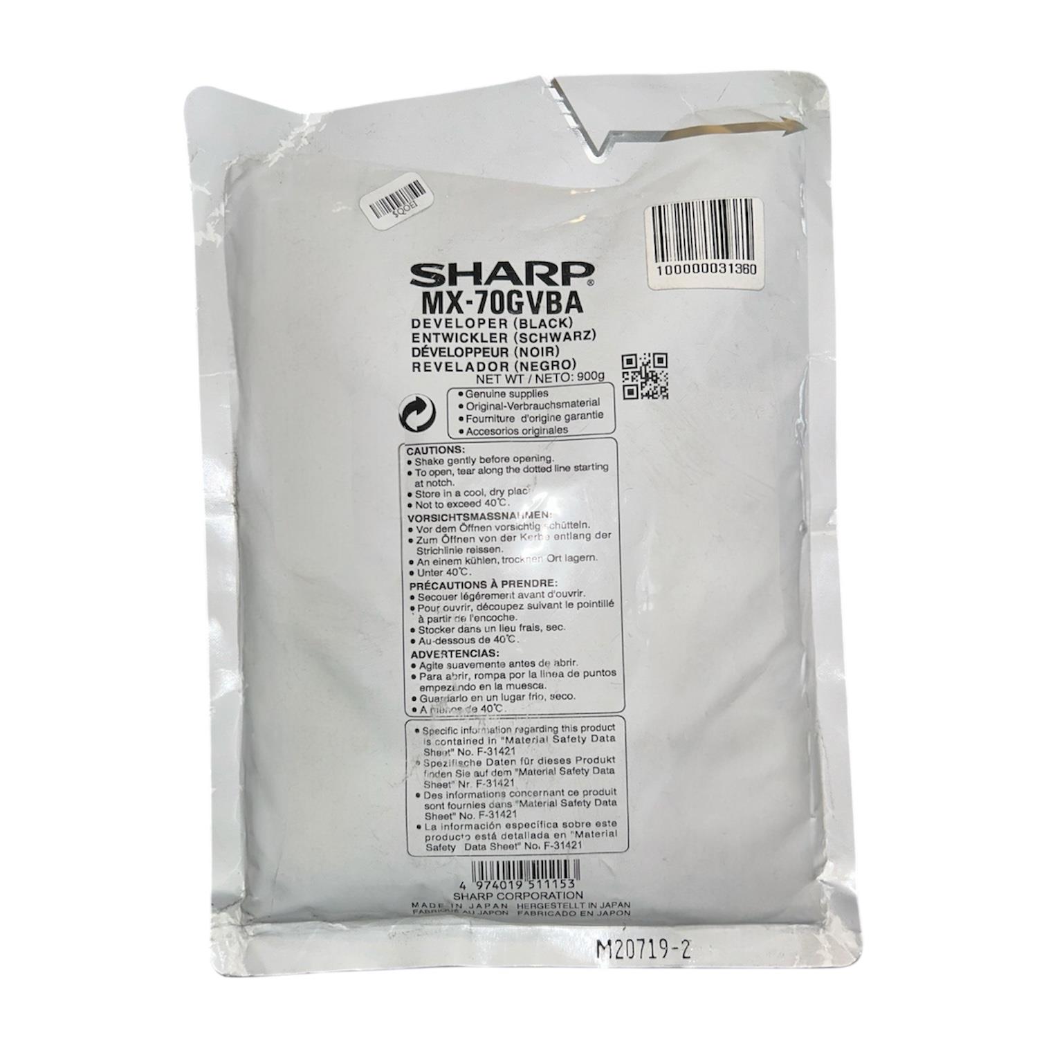 Sharp MX 70GVBA Orjinal Siyah Developer MX 5500  6200  7000