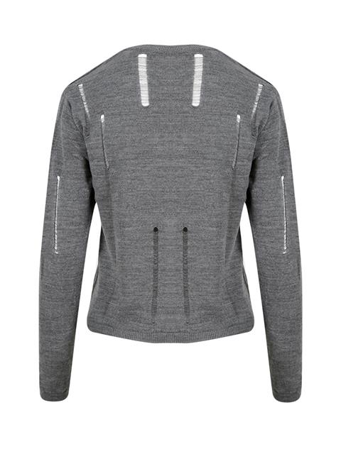 Yırtık Detaylı Triko Hırka - Antrasit