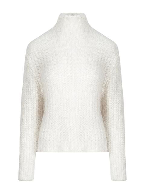 Tüylü Oversize Triko Kazak - Ekru