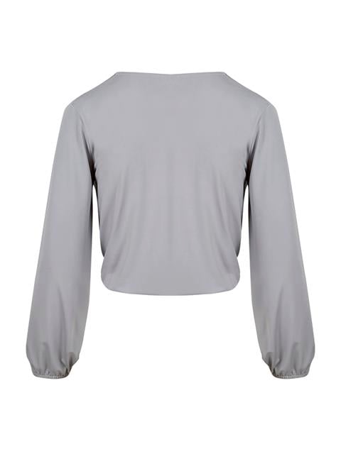 Kruvaze Kapamalı Bluz - Gri