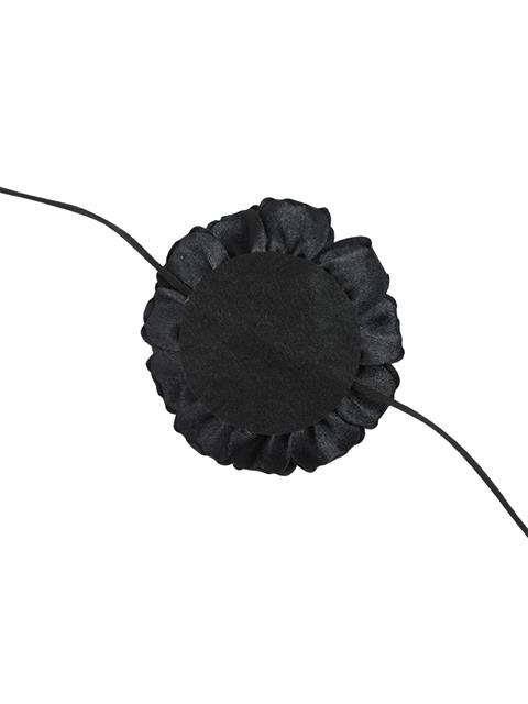 İp Bağlama Detaylı Sık Parlak Çiçek Kolye - Siyah
