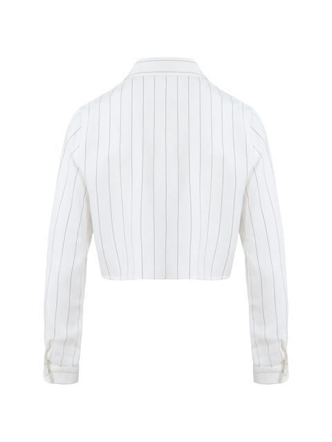 Kısa ve Dökümlü Viskon Gömlek - Çizgili