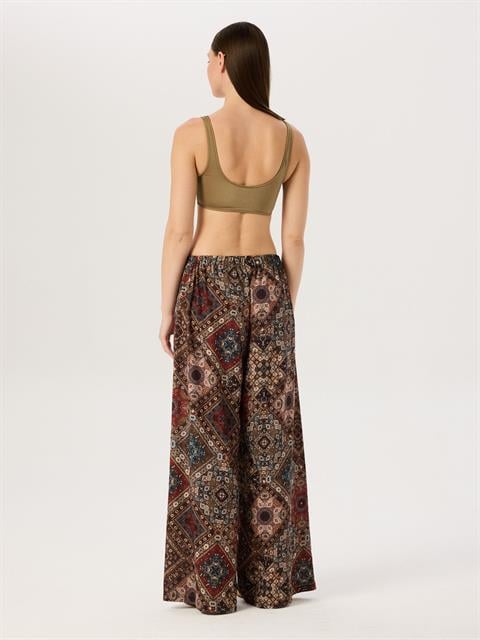 Beli Bağlama Detaylı Salaş Pantolon - Bohemian Desenli