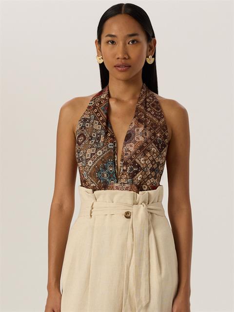 Derin Dekolteli İkonik Body - Bohemian Desenli