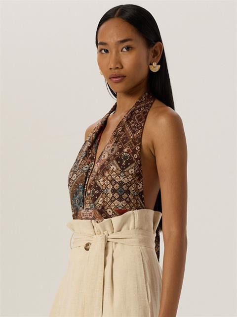Derin Dekolteli İkonik Body - Bohemian Desenli