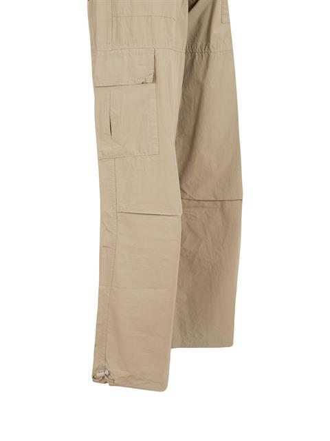 Paçası ve Beli Büzgü Detaylı Kargo Pantolon - Bej