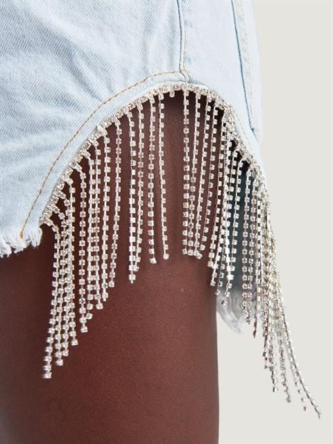 Aksesuar Detaylı Mini Jean Şort - İndigo