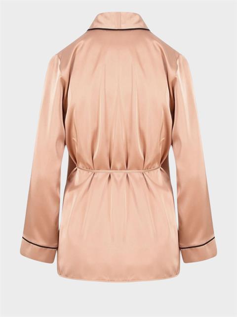 Anvelop Kapama Saten Pijama Ceket - Camel