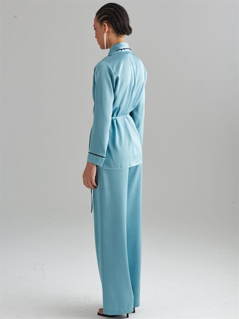 Anvelop Kapama Saten Pijama Ceket - Mint Yeşil