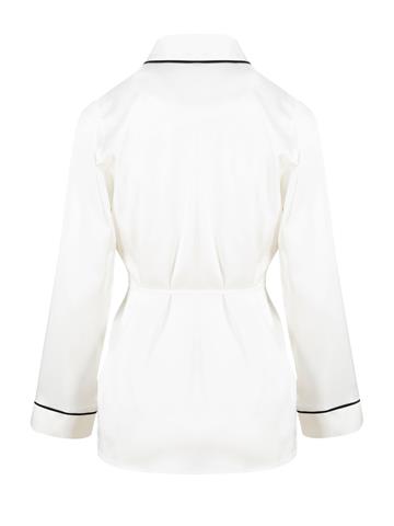 Anvelop Kapama Saten Pijama Ceket - Ekru