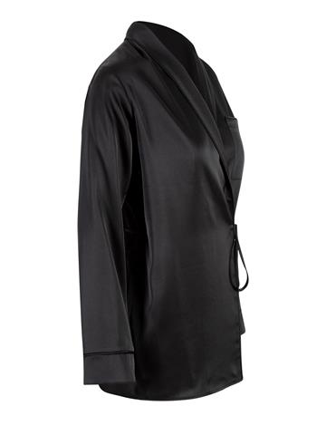 Anvelop Kapama Saten Pijama Ceket - Siyah