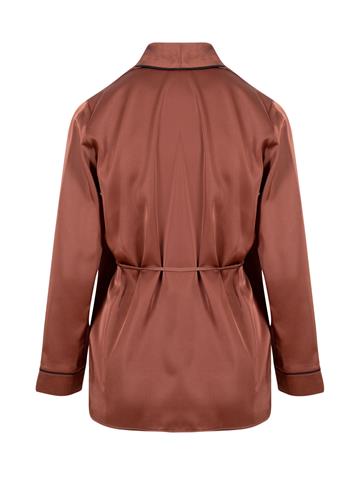 Anvelop Kapama Saten Pijama Ceket - Bakır