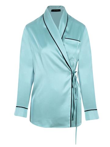 Anvelop Kapama Saten Pijama Ceket - Mint Yeşil