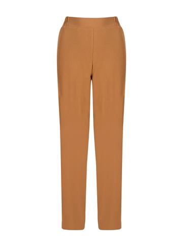 Beli Lastikli Bol Paça Krep Pantolon - Camel