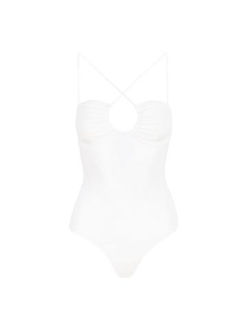 Askı Detaylı Drapeli Body - Ekru