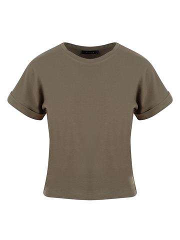Bisiklet Yaka Basic T-Shirt - Haki