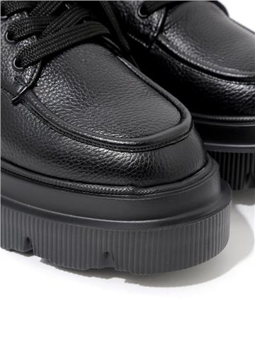 Bağcıklı Deri Loafer - Siyah