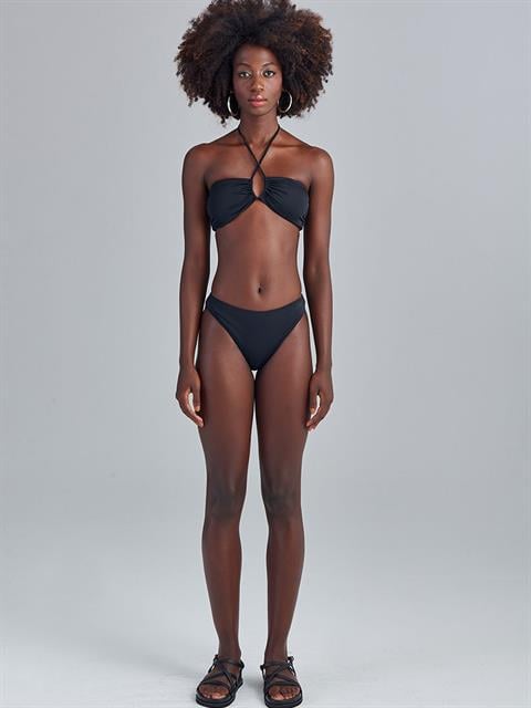 Bağlamalı Straplez Bikini Takımı - Siyah