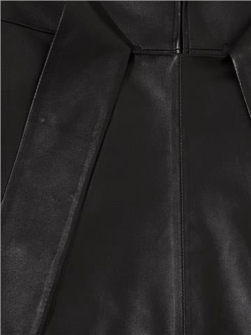 Bel Detaylı Deri Etek - Siyah