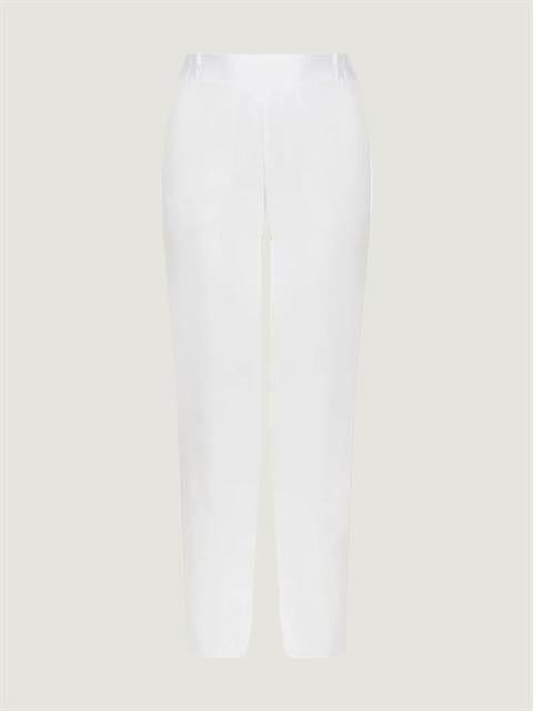 Beli Lastikli Bol Paça Krep Pantolon - Ekru