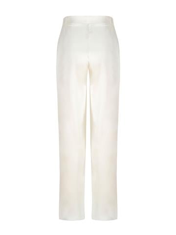 Beli Lastikli Bol Paça Saten Pantolon - Ekru
