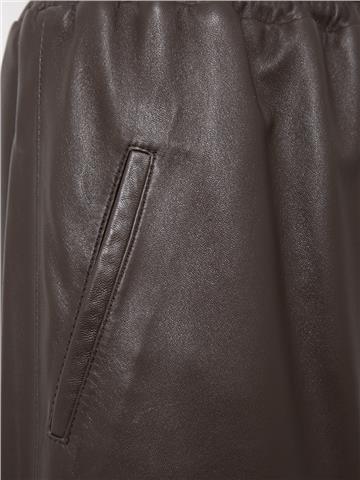 Beli Lastikli Deri Pantolon - Kahve