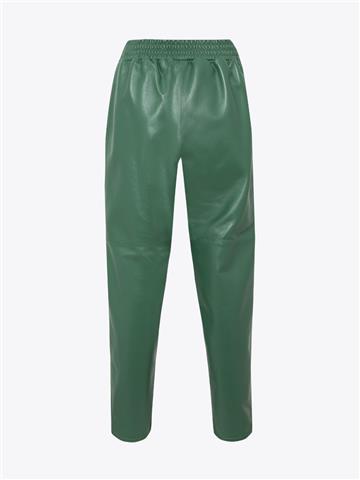Beli Lastikli Deri Pantolon - Yeşil
