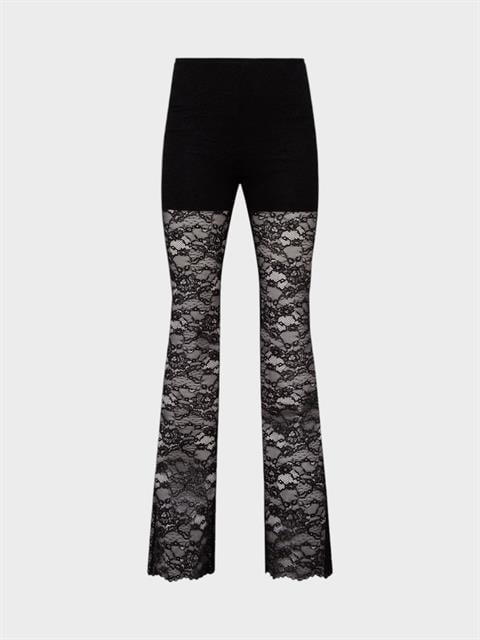 Beli Lastikli İçi Astarlı İspanyol Kesim Dantel Pantolon - Siyah