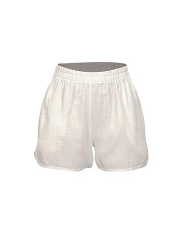 Beli Lastikli Koton Şort - Ekru