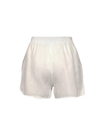 Beli Lastikli Koton Şort - Ekru