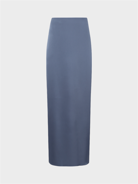 Elastic Waist Satin Skirt - Blue