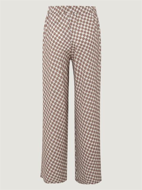 Beli Lastikli Önü Pileli Dökümlü Pantolon - Desenli