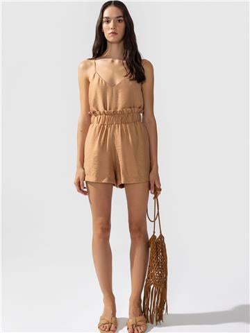Beli Lastikli Rahat Kesim Şort - Camel