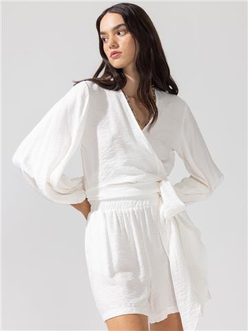 Beli Lastikli Şort - Beyaz