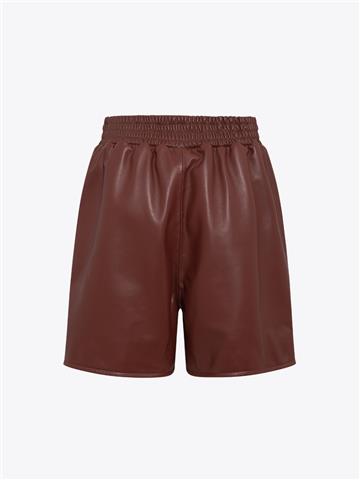 Beli Lastikli Deri Şort - Bordo