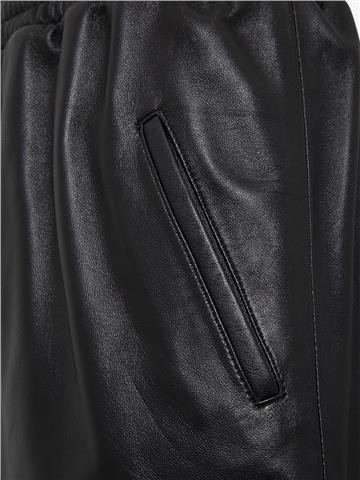 Beli Lastikli Deri Şort - Siyah