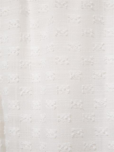 Beli Lastikli ve Kumaşı Dokulu Bol Paça Pantolon - Beyaz