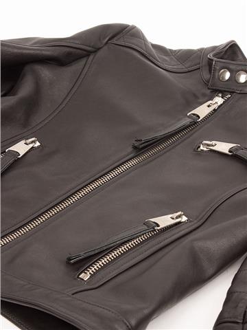 Biker Deri Ceket - Siyah
