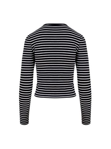 Bisiklet Yaka Uzun Kol Çizgili Basic T-Shirt - Çizgili