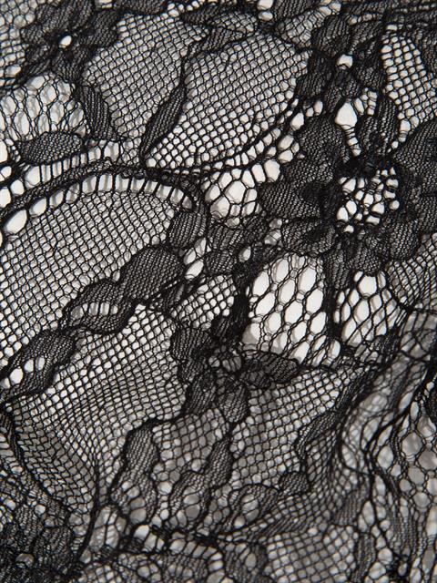 Bisiklet Yakalı Dantel Vatkalı Bluz - Siyah