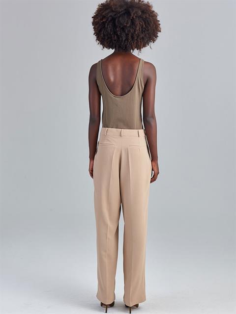 Bol Paça Krep Pantolon - Bej
