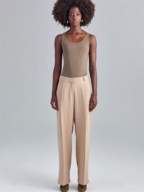 Bol Paça Krep Pantolon - Bej