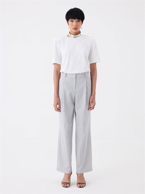 Bol Paça Palazzo Pantolon - Gri Çizgili