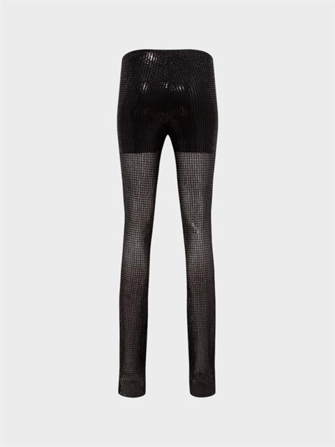 Boncuklu ve Payetli İspanyol Paça Pantolon - Siyah