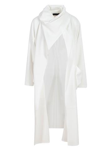 Boyunluklu Uzun Cepli Hırka Ceket - Ekru