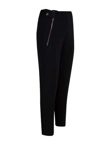 Fermuar Detaylı Krep Pantolon - Siyah