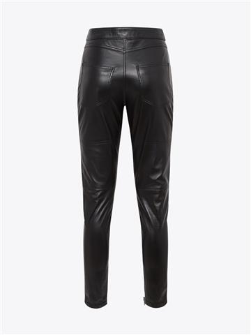 Cep Detaylı Parçalı Deri Pantolon - Siyah