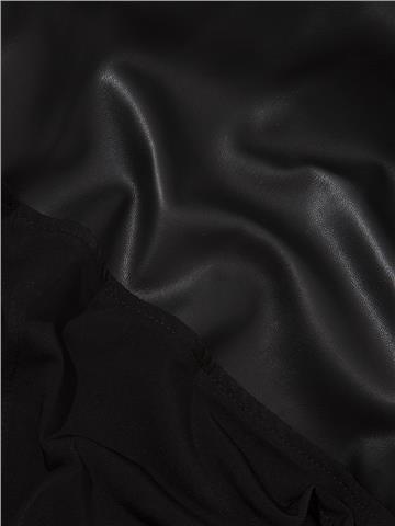 Çıtçıtlı Askılı Vegan Deri Body - Siyah